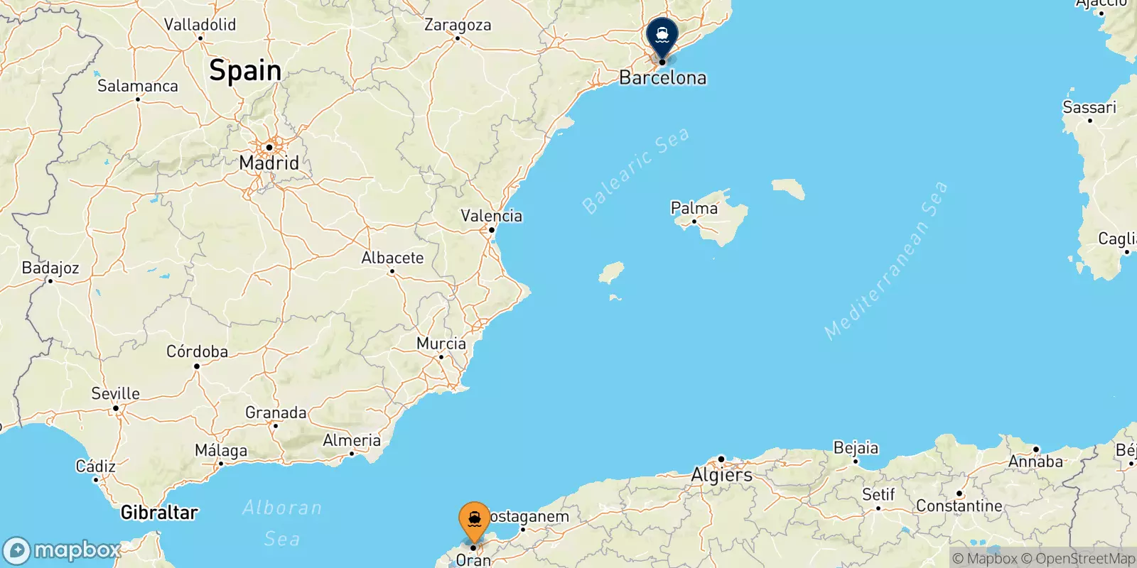 Traghetti da Oran per Barcellona