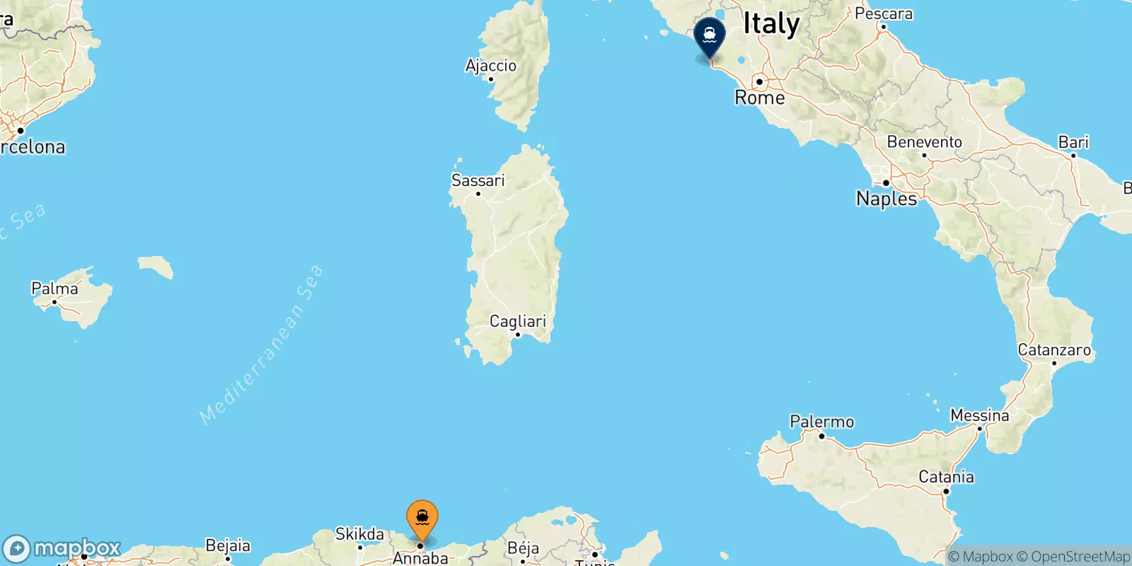 Traghetti da Annaba per Civitavecchia